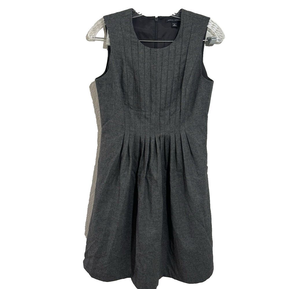 Banana Republic Women's Wool Stretchy Dress Pleated Front Fully Lined Size 4